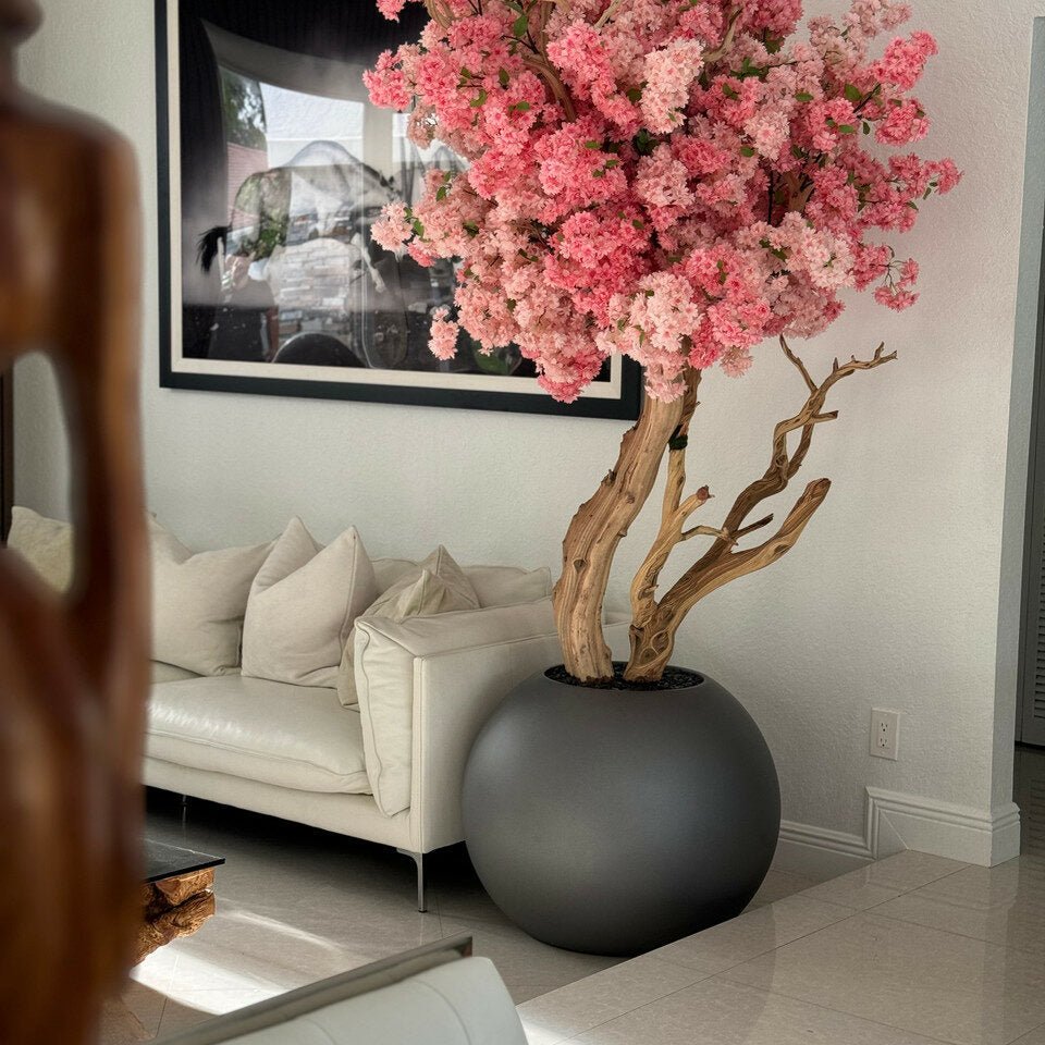 Two Tone Cherry Blossom Tree With Globe Pot - Theleafylab